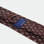 Oak Brown Small Paisley Motif Woven Silk Tie