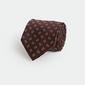 Oak Brown Small Paisley Motif Woven Silk Tie