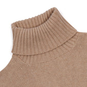 Plain Cashmere Roll Neck Jumper In Linen