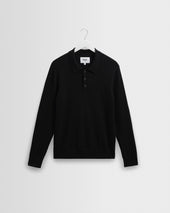 Oban - Black Worsted Wool Knitted Polo