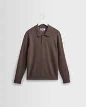 Oban - Brown Marl Worsted Wool Knitted Polo