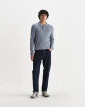 Oban Grey Diamond Stripe Knitted Polo