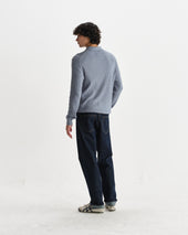 Oban Grey Diamond Stripe Knitted Polo
