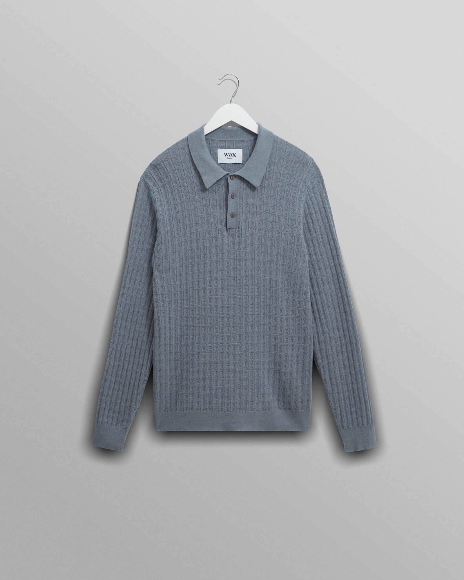 Oban Grey Diamond Stripe Knitted Polo