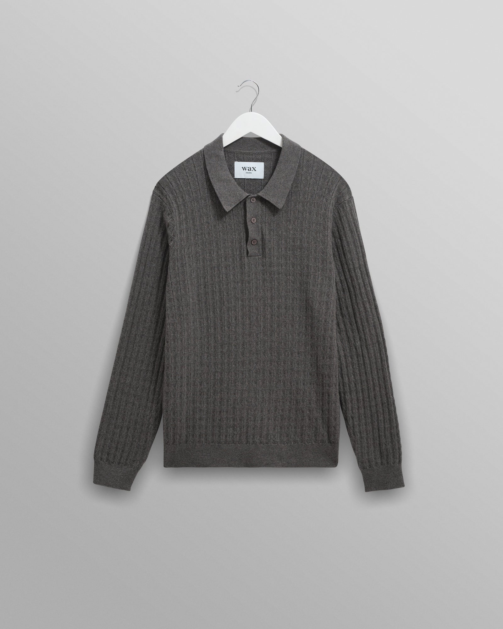 Oban Grey Marl Diamond Stripe Knitted Polo