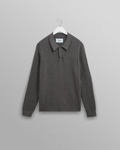 Oban - Grey Marl Diamond Stripe Knitted Polo