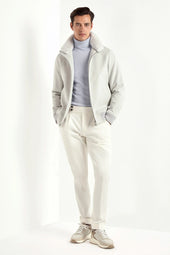 Off White Mink Collar Bomber Made In Italy