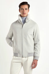 Off White Mink Collar Bomber Made In Italy