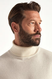 Off White Cashmere Turtleneck Made In Italy