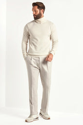 Off White Cashmere Turtleneck Made In Italy