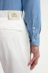Off White Cotton Garda Trousers Made In Italy