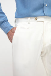 Off White Cotton Garda Trousers Made In Italy