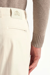 Off White Cotton And Cashmere Garda Trousers Made In Italy