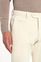 Off White Cotton And Cashmere Garda Trousers Made In Italy