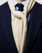 Off-White Herringbone Wool Scarf