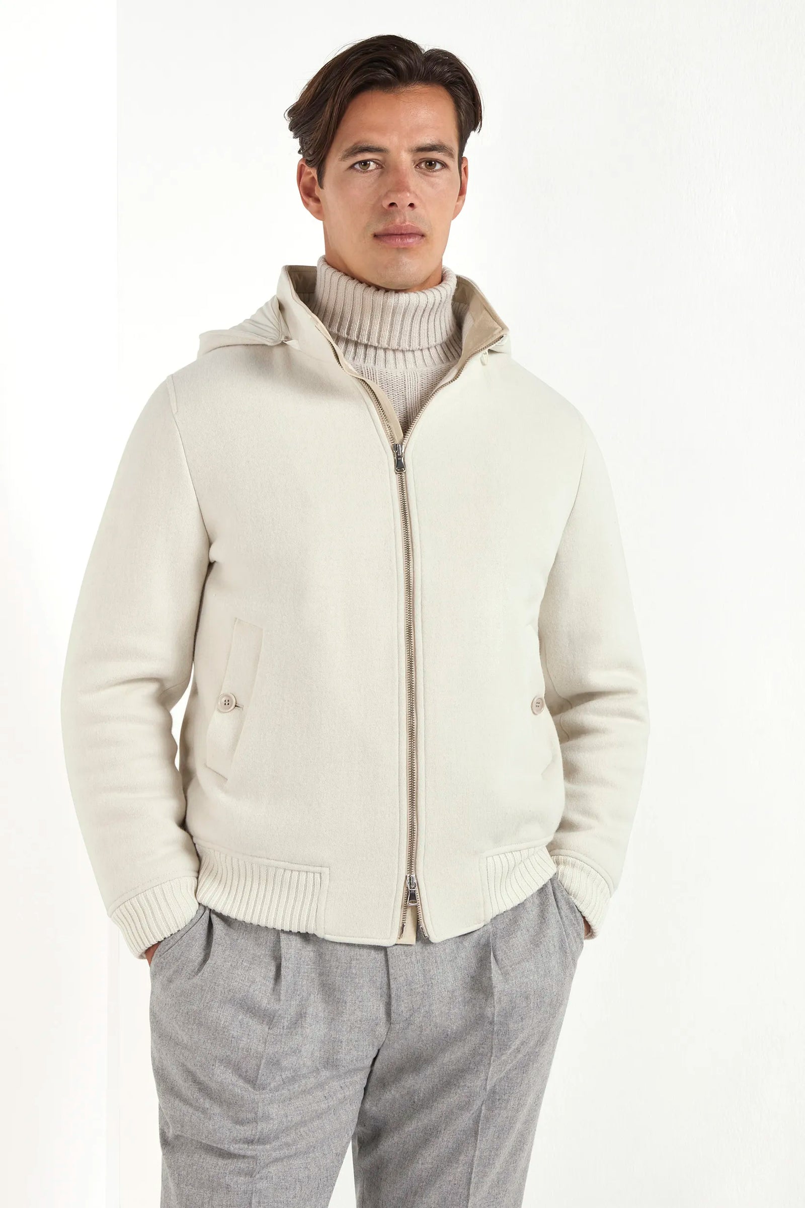 Off White Hooded Bomber Made In Italy