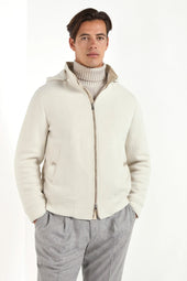 Off-white hooded bomber - Made in Italy