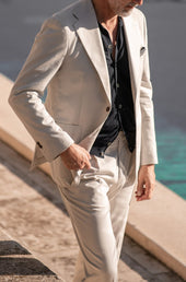 Off White Cotton And Cashmere Suit Made In Italy