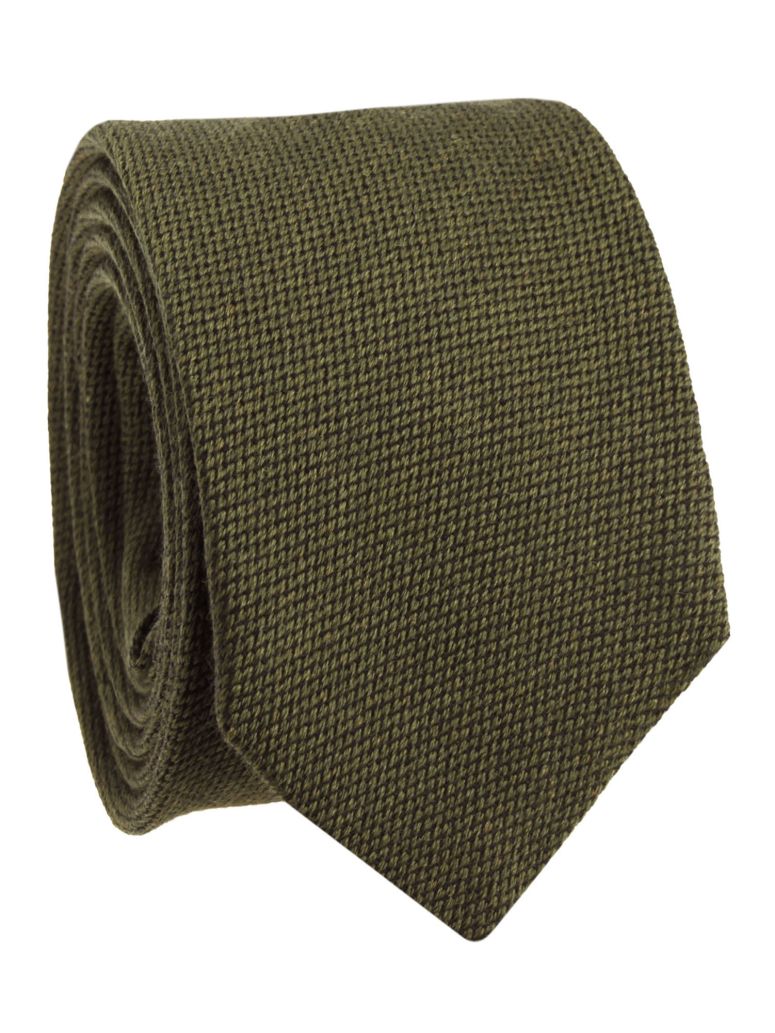 Green Herringbone Wool Tie