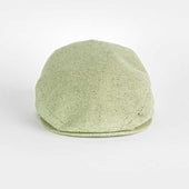 Olive Herringbone Silk Flat Cap