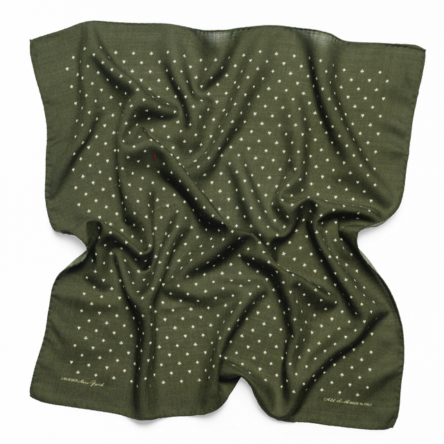 Olive Players Wool/Silk Bandana
