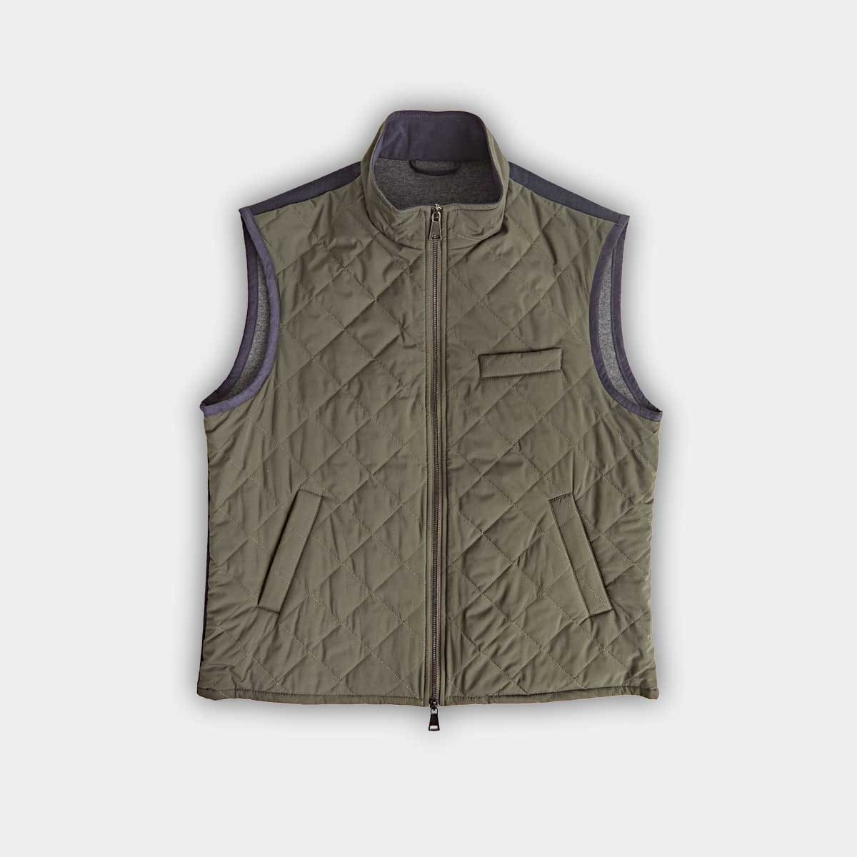 Quilted Gilet With Navy Knitted Back