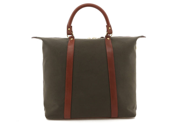 Hampton Tote - Olive / Chestnut Trim - 18 oz Canvas