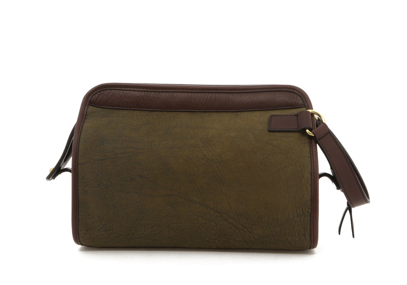Large Travel Kit - Olive / Chocolate Trim - Nubuck Goat