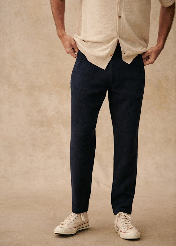 Bergame Straight Pants - Textured Navy