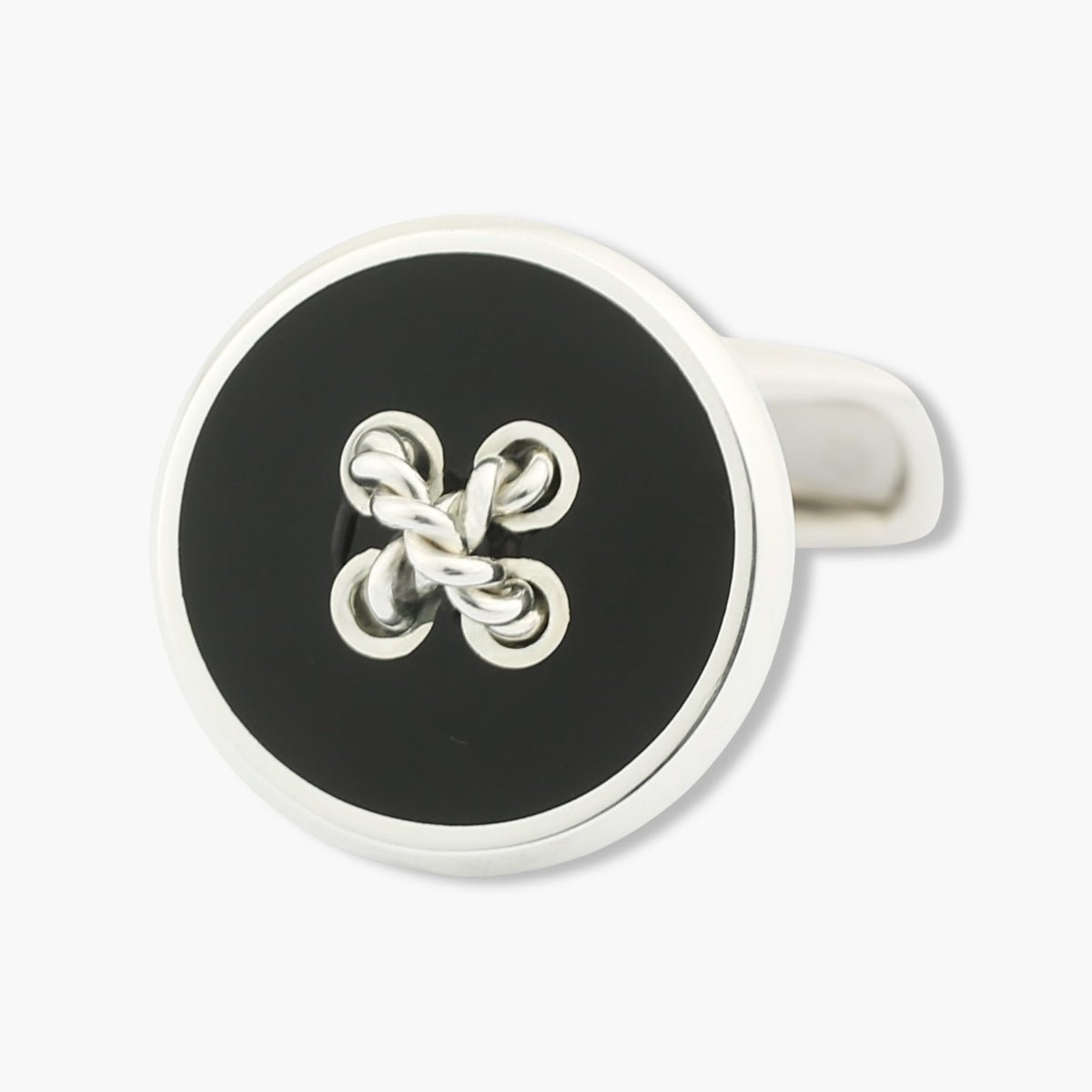 Onyx Sterling Silver Button Cufflinks