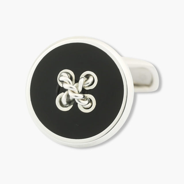Onyx Sterling Silver Button Cufflinks