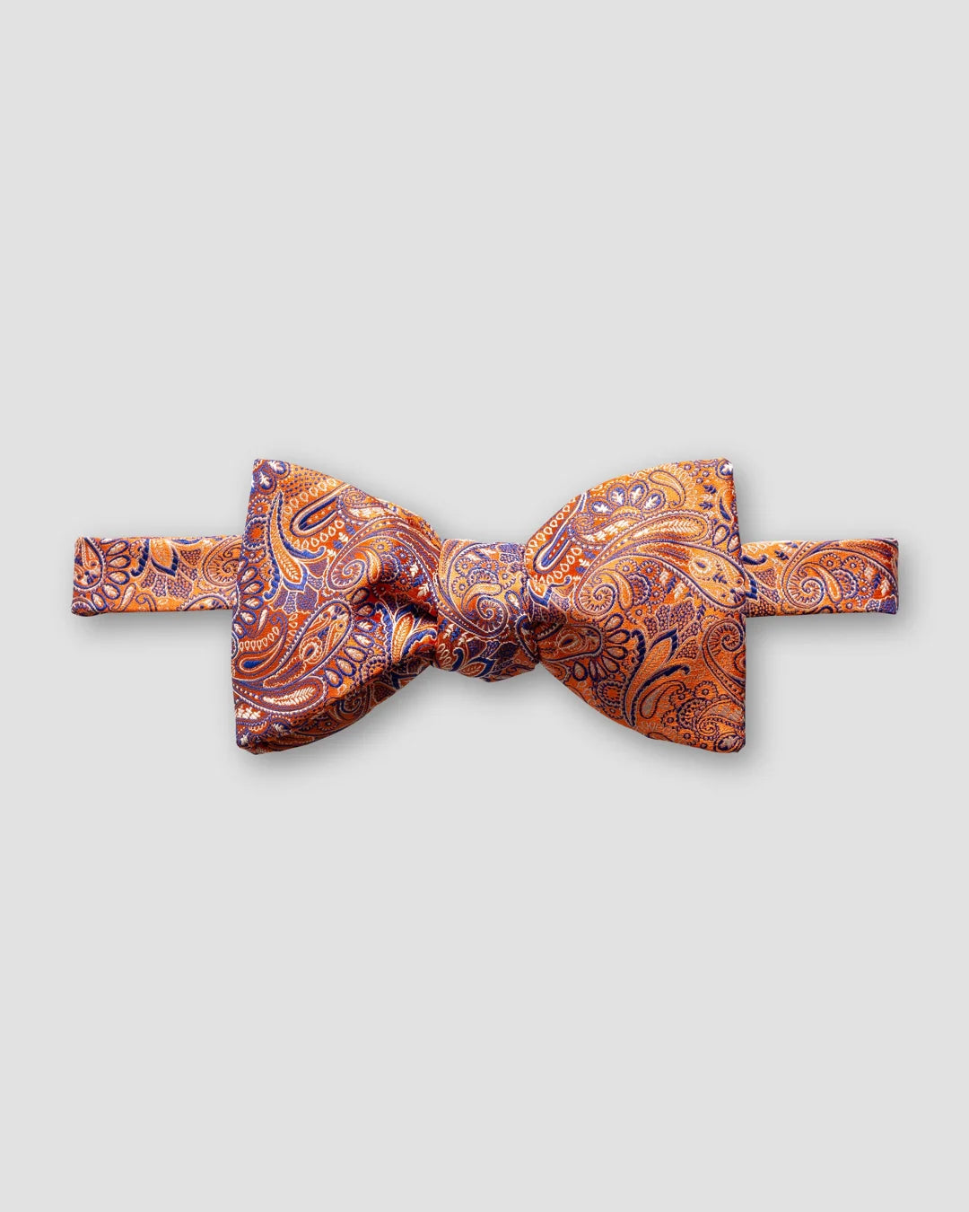 Orange Blue Paisley Bow Tie Self Tied