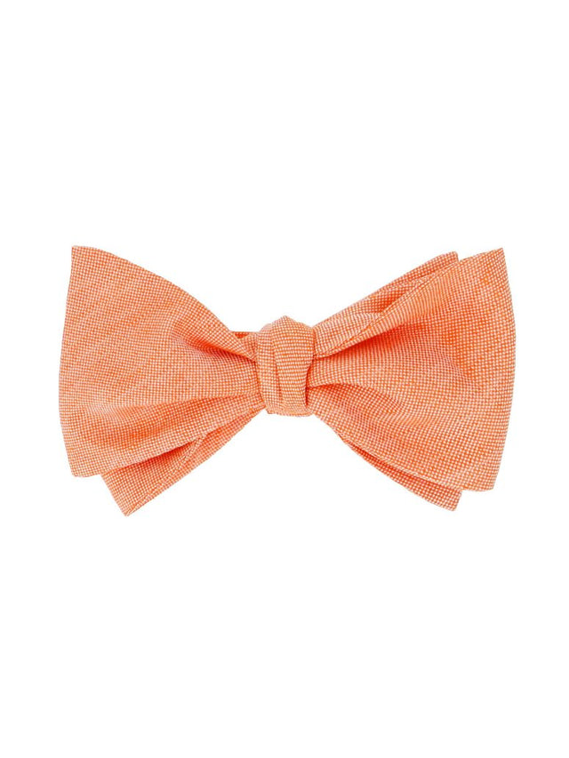 Orange bow tie in basket weave linen and silk Bergame
