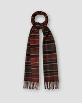 Orange Tartan Checked Wool Scarf