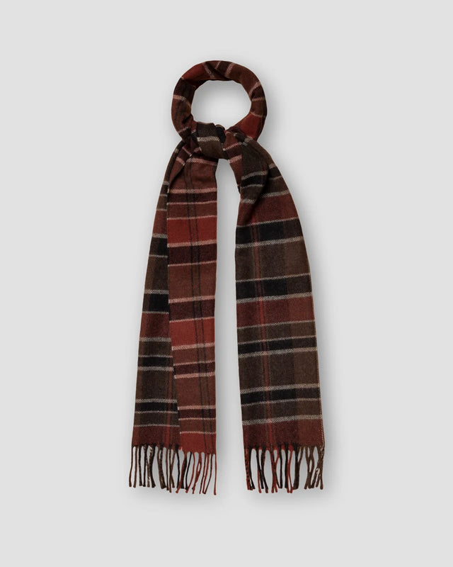 Orange Tartan Checked Wool Scarf