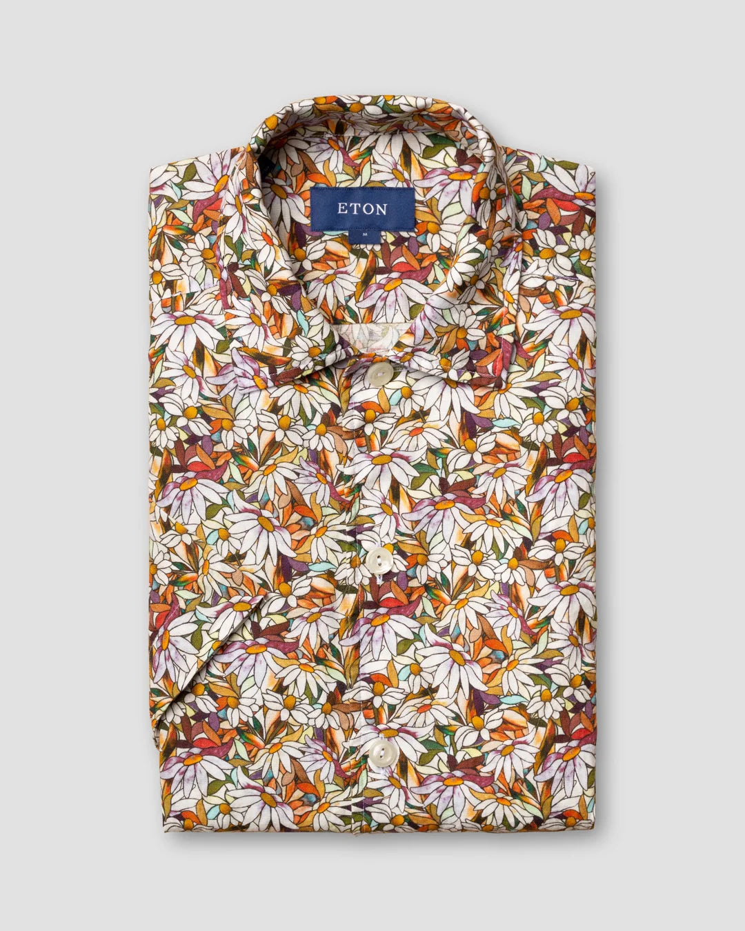 Floral Print Linen Shirt Eton