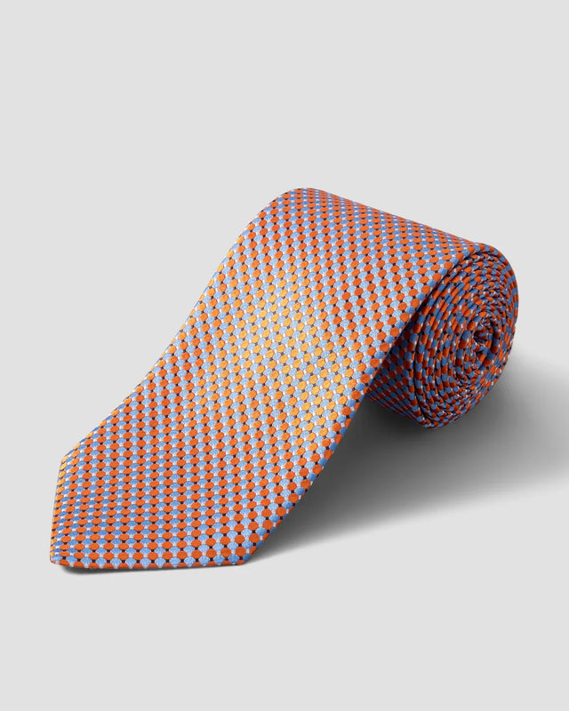Orange Seidenkrawatte mit geometrischem Muster - Eton