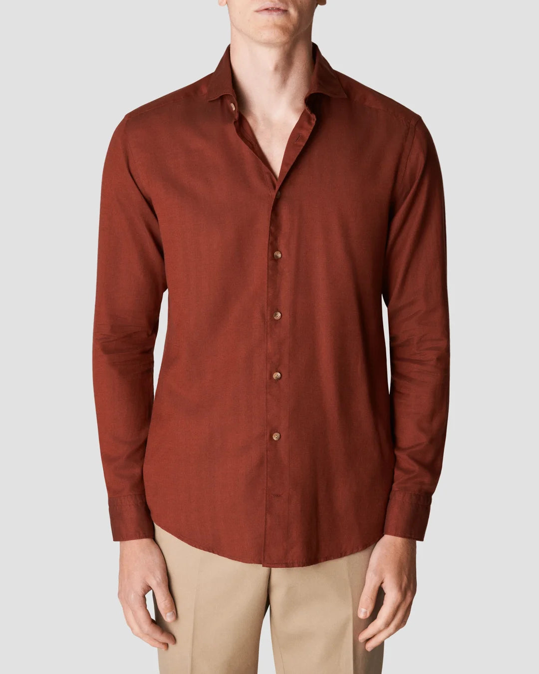 Red Herringbone Flannel Shirt Eton