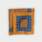 Orange Regimented Floral Silk Pocket Square