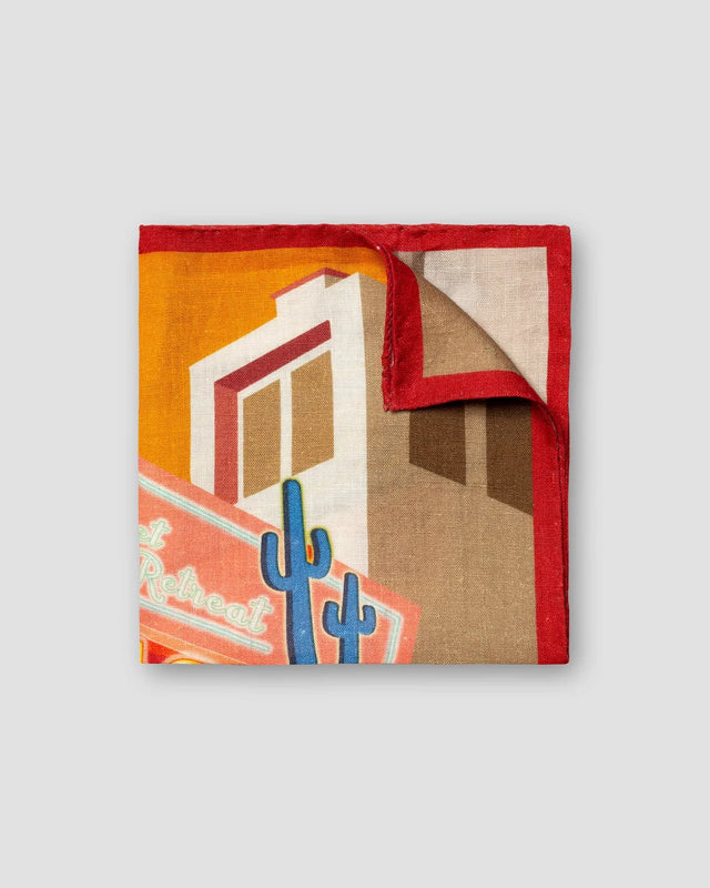 Orange Rest, Relax, Retreat Print Silk Pocket Square
