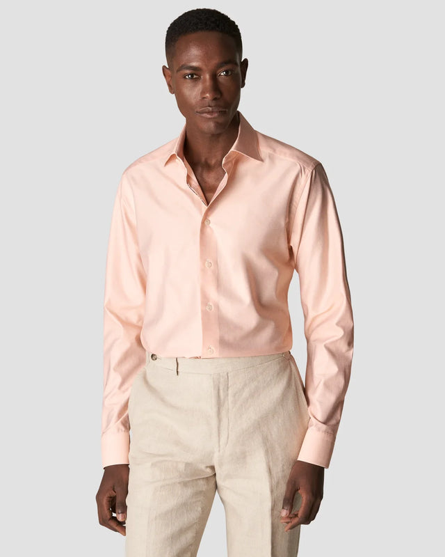 Signature-Twill-Hemd in Orange - Florales Paspeldetail - Eton