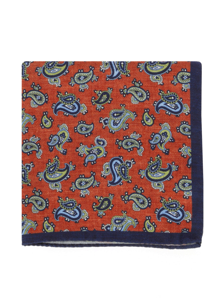 Silk Pocket Square With Paisley Pattern