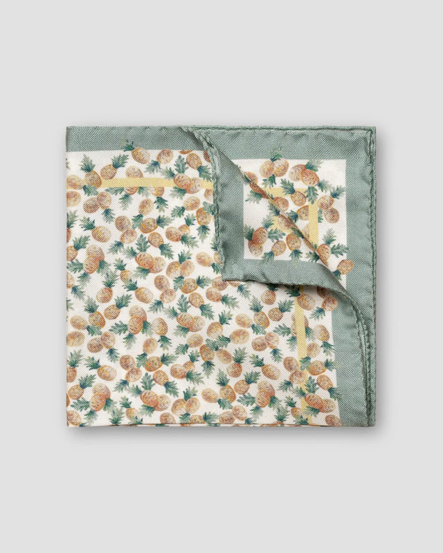 Orange Pineapple Print Silk Pocket Square