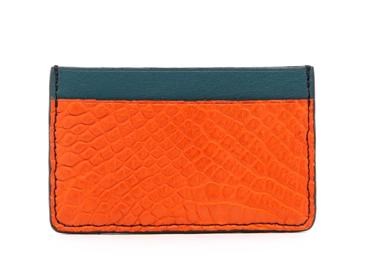 Mini Card Wallet Dark Aqua Alligator Edges