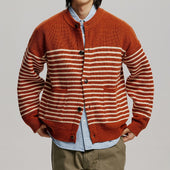 Wool Stripe Round Cardigan