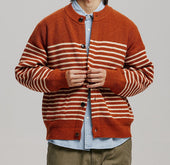 Wool Stripe Round Cardigan