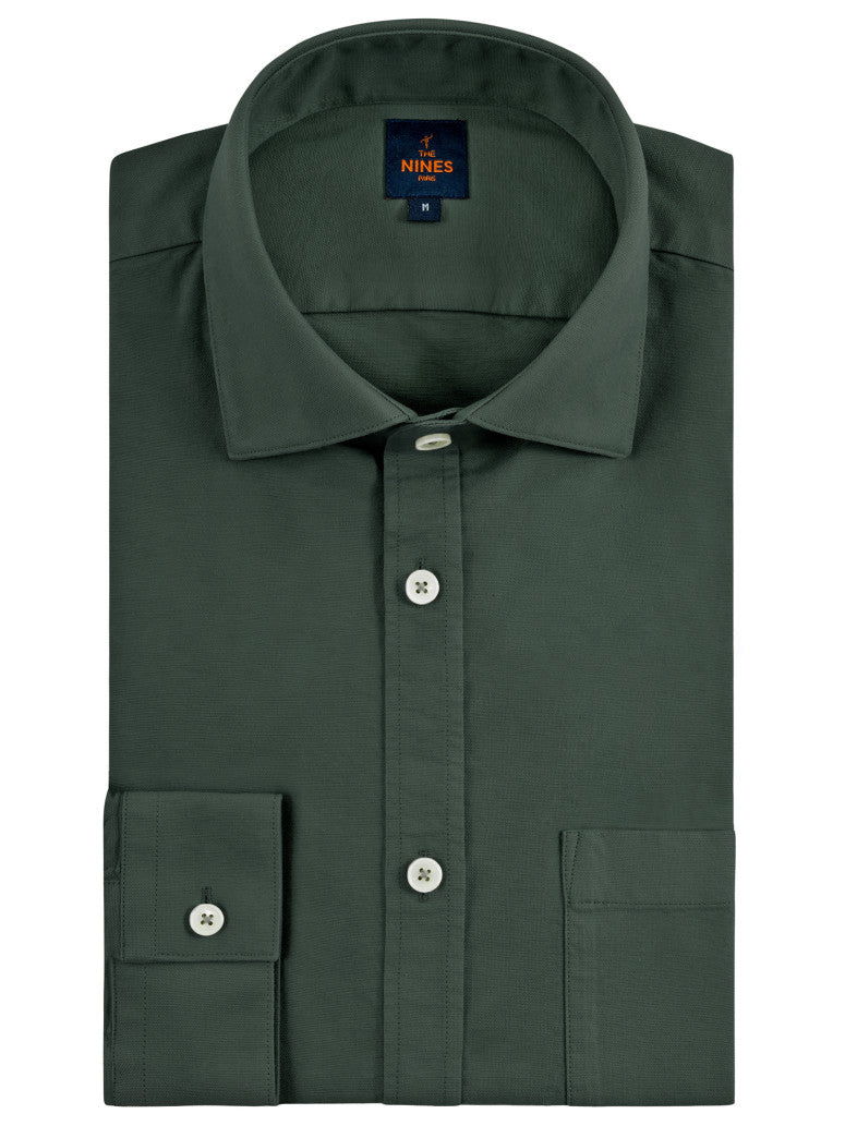 Organic Oxford Shark Collar Shirt Thyme Green