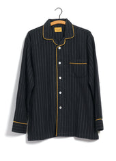 PAJAMA SUIT | Two Ply Oxford Weave | Black Pinstripe