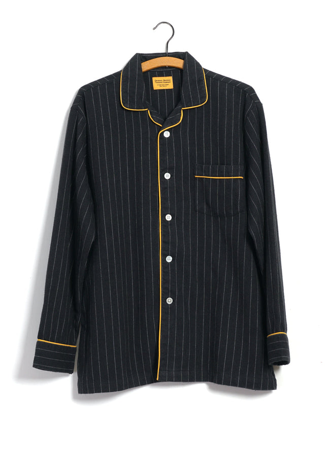 PAJAMA SUIT | Two Ply Oxford Weave | Black Pinstripe