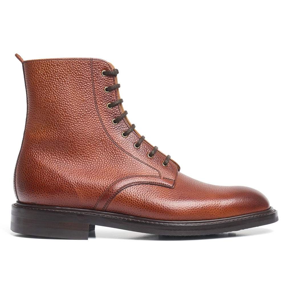Orlingbury R Derby Boot In Mahogany Grain Leather